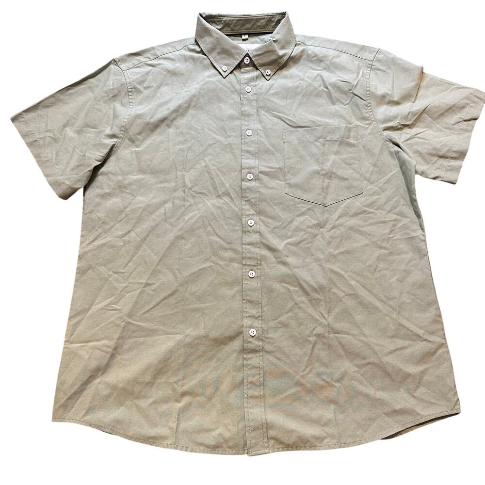 OXFORD LUXURY COLLECTION Men's Short Sleeves Button Down Shirt Size L In Green